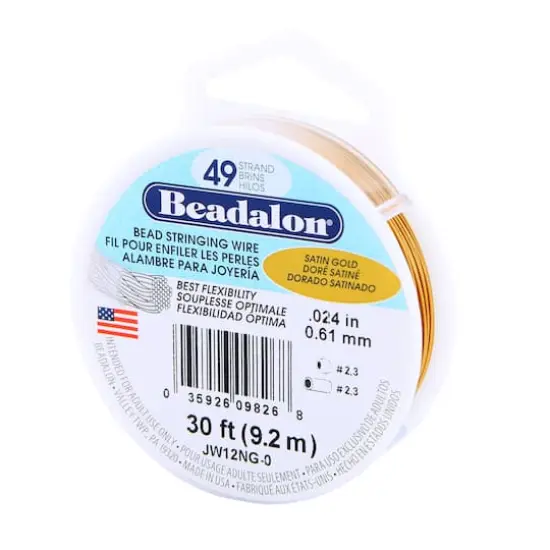 Beadalon&reg; 0.61mm Satin Gold 49 Strand Stainless Steel Bead Stringing Wire, 30ft. {1}