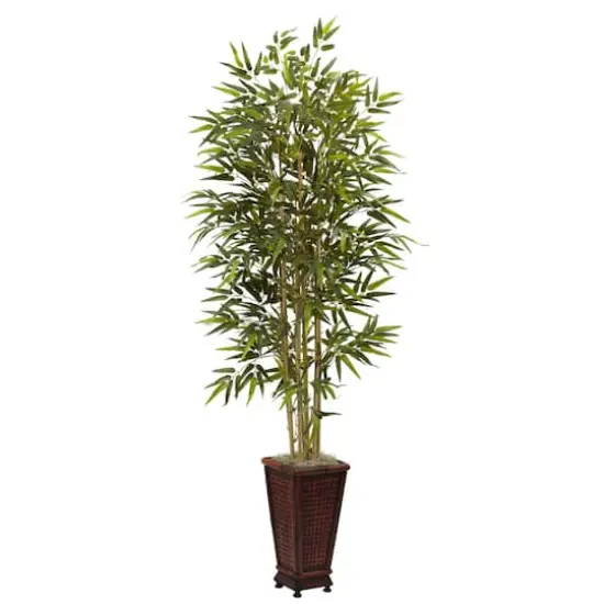 6ft. Bamboo Tree with Red Decorative Planter {1}