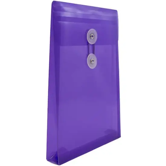 JAM Paper 6.25" x 9.25" Button & String Tie Closure Plastic Envelopes, 12ct. Purple {5}