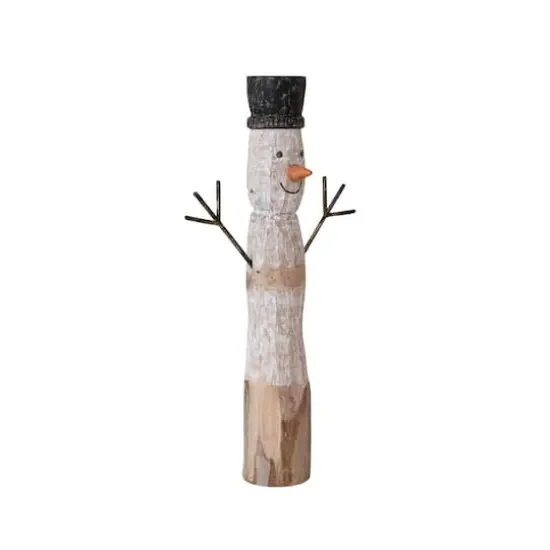 Hello Honey&reg; 20" Snowman Hand-Carved Mango Wood Accent {4}