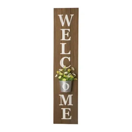 Glitzhome&reg; 3.5ft. Welcome Porch Sign with Metal Planter {1}