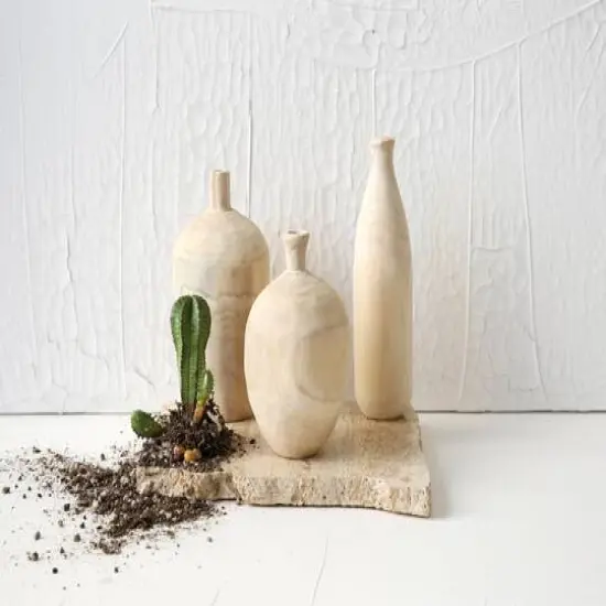Hello Honey&reg; Paulownia Wood Vases Set {4}