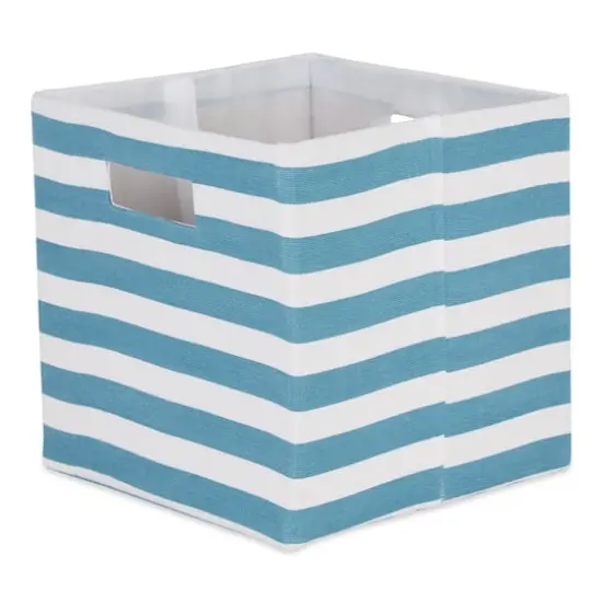 DII&reg; 11" Polyester Stripes Storage Cube Storm Blue {1}