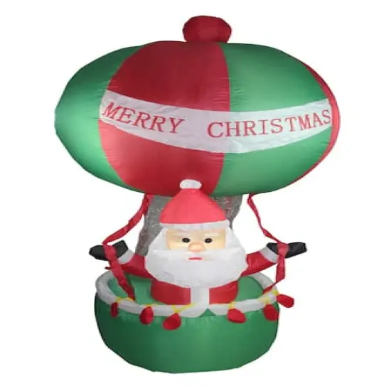 6ft. Red & Green Lighted Inflatable Santa in Hot Air Balloon Outdoor Christmas D&eacute;cor {4}