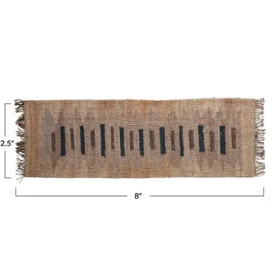 Hello Honey&reg; Multicolor Jute and Leather Floor Runner Rug with Pattern and Fringe, 8ft. x 2.5ft. {4}