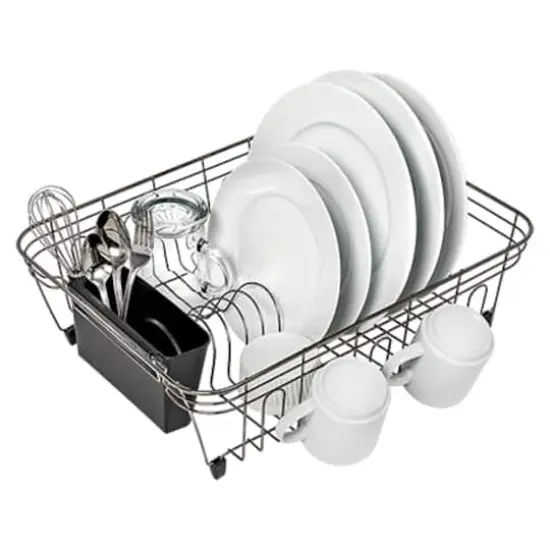 Honey Can Do Chrome With Black Tray Wire Dish Drying Rack {1}