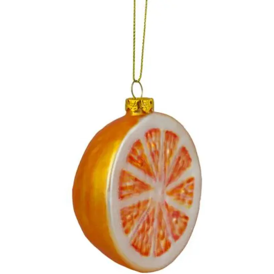 3.5" Glittered Orange Slice Glass Ornament {4}