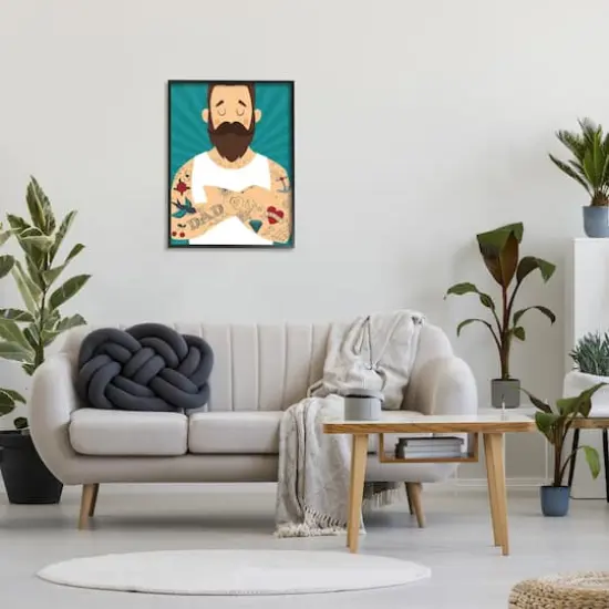 Stupell Industries Best Dad Father's Day Tattoos Framed Giclee Art Black {3}