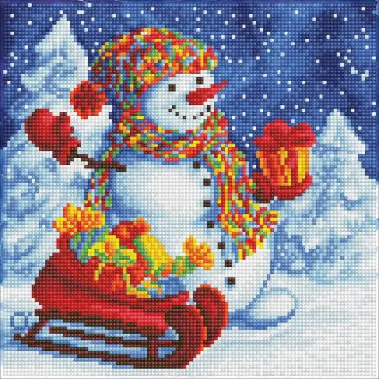 Diamond Art Holiday Snowman Fun Intermediate Kit {1}