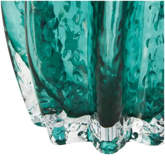 12" Green Wavy Glass Vase {4}