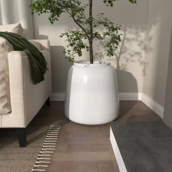 20" White Modern Wide Floor Vase {10}