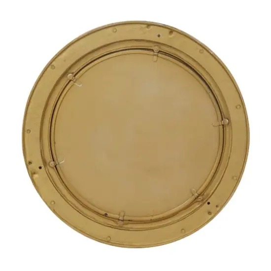 Gold Brass Sail Boat Wall Mirror with Port Hole Detailing 15" x 3" x 15" {6}