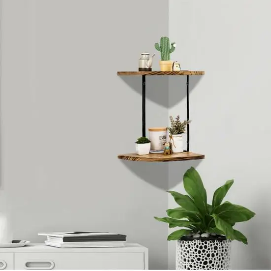 NEX&trade; 2-Tier Floating Wall-Mounted Solid Wood Shelves {7}