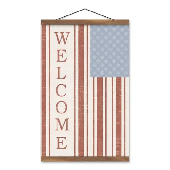Welcome Flag Hanging Canvas with Frame {1}
