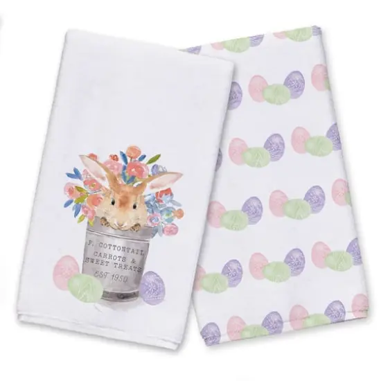 Cottontail Flowers Tea Towel - Set of 2 {1}
