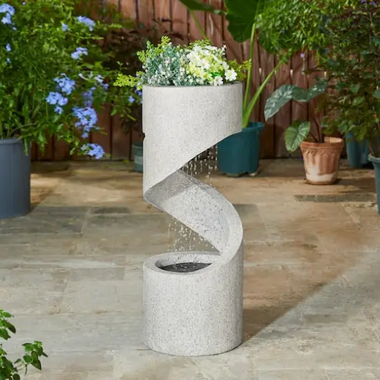 Glitzhome&reg; 31" Curving Shaped Outdoor Fountain with LED Light {4}