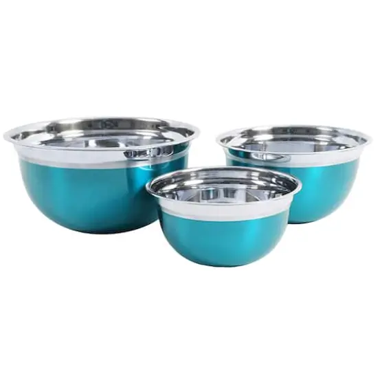 Oster Rosamond Turquoise Stainless Steel Mixing Bowl Set {1}