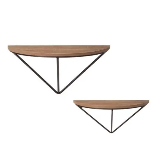 Glitzhome&reg; Farmhouse Metal & Wooden Triangle Floating Shelf Set {5}