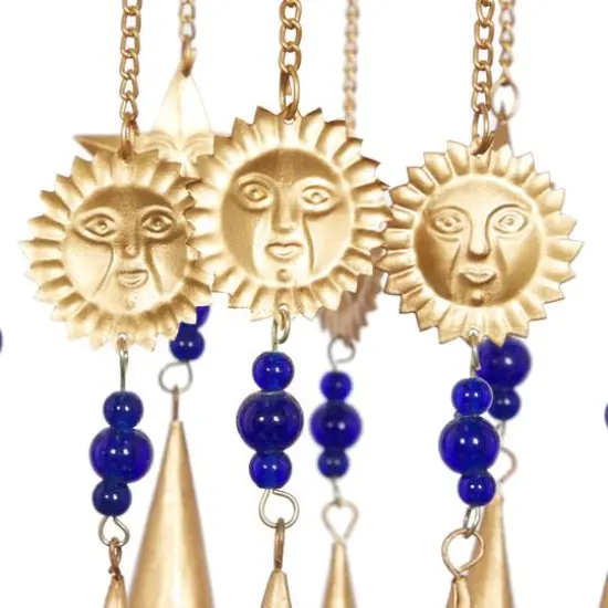 32" Gold Metal Traditional Sun & Stars Wind Chime {5}