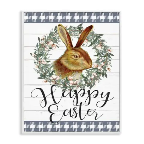 Stupell Industries Easter Bunny Wreath Phrase Framed Giclee Art White {1}