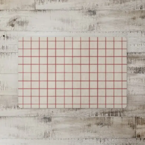 Red & Cream Check Floor Mat {3}