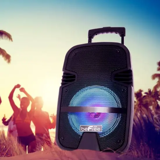beFree Sound 8" 400 Watt Bluetooth Portable Party PA Speaker System With Illuminating Lights {3}