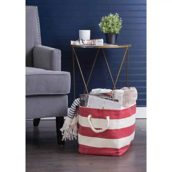 DII&reg; Large Rectangle Stripes Paper Bin Tango Red {4}