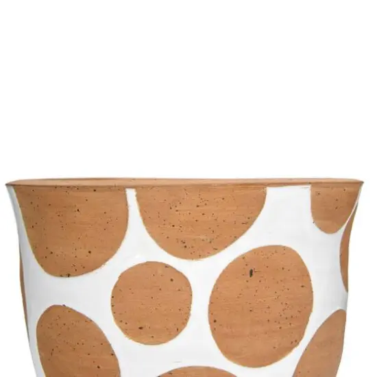 Hello Honey&reg; 9" White & Brown Polka Dot Terra Cotta Pot {7}