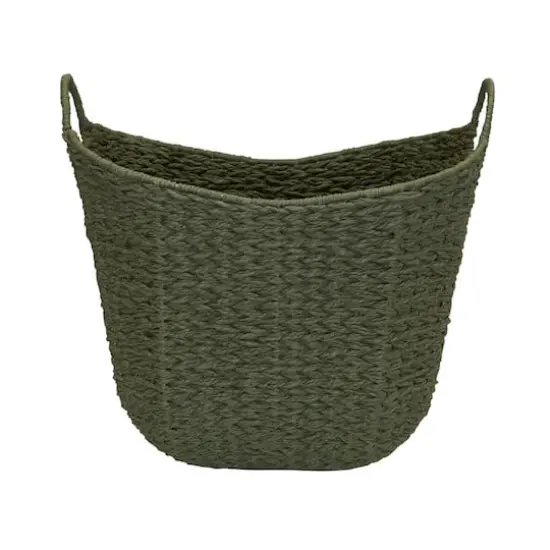 Household Essentials 17.5" Woven Paper Rope Basket with Handles Green {6}