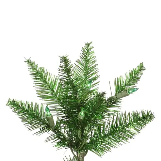 3ft. Pre-Lit Green Tinsel Fir Artificial Christmas Tree, Green Lights {3}