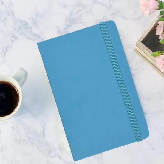 JAM Paper Travel Size Hardcover Notebook with Elastic Band Caribbean Blue {7}