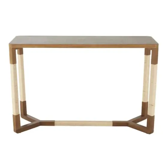 47.25" Brown Wooden Living Room Console Table with Rope Wrapped Frame {9}