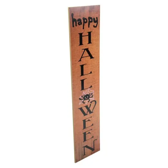 36" Orange Wood Happy Halloween with Spider Wall Sign {4}