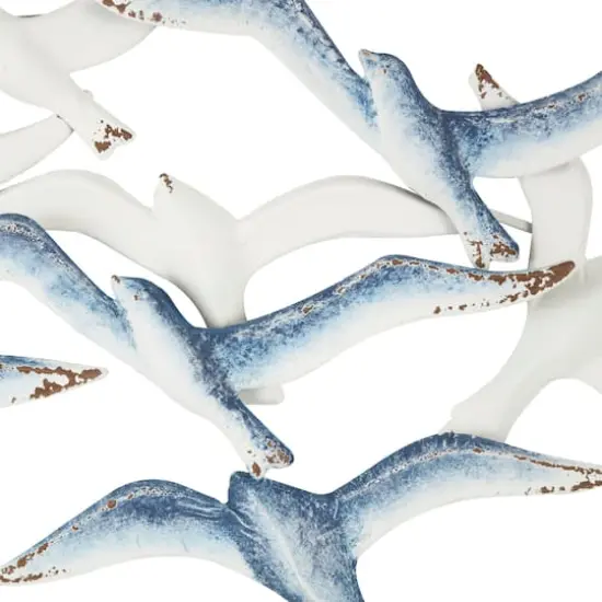 38" Blue Metal Bird Wall D&eacute;cor with Brown Distressed Accents {7}