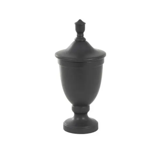 Ceramic Fluted Urn-Shaped Living Room Decorative Jar with Lid Black {8}