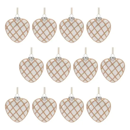 4.5" Jeweled Glass Heart Ornaments, 12ct. {1}