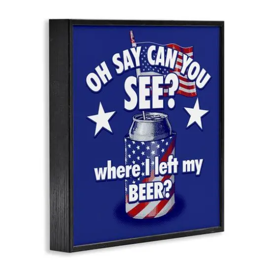 Stupell Industries Funny Patriotic Beer Framed Giclee Art Black {4}