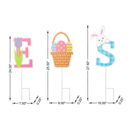 Glitzhome&reg; 49.5" Set of 6 Easter Icon Metal Yard Stake {8}