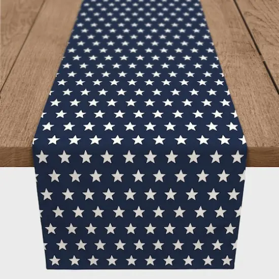 90" White Stars On Blue Poly Twill Runner {3}