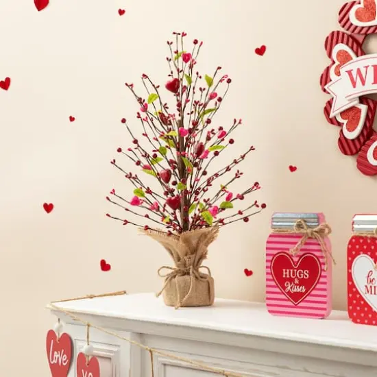 Glitzhome&reg; 20" Valentine's Berry Heart Table Tree {5}