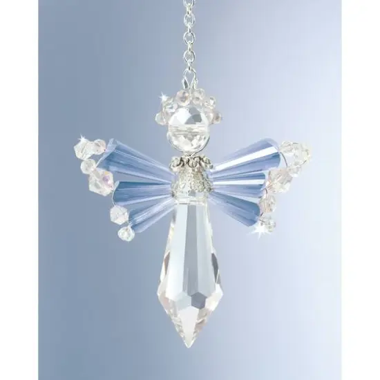 Solid Oak March/Aquamarine Birthstone Angel Crystal Suncatcher Ornament Kit {4}