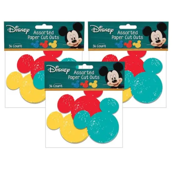 Eureka&reg; Mickey Mouse&reg; Paper Cut Outs, 3 Packs of 36 {1}