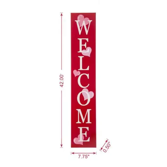 Glitzhome&reg; 3.5ft. Valentine's Wooden Welcome Porch Sign {9}