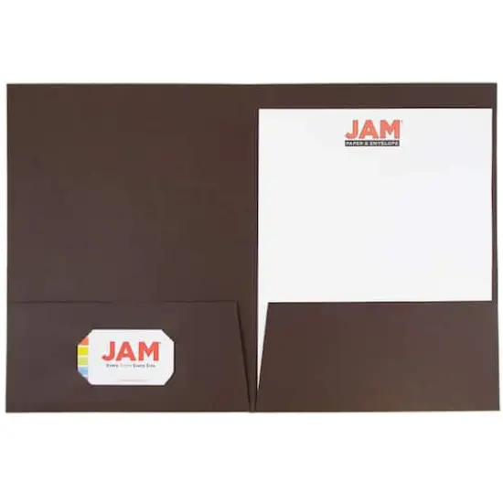 JAM Paper 2-Pocket Textured Linen Business Folders, 6ct. Chocolate Brown {5}