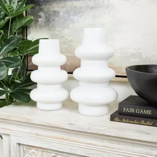White Glass Dimensional Bubble Vase Set {3}