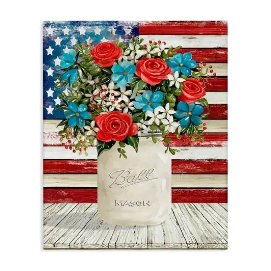 Stupell Industries Americana Flag Festive Bouquet Canvas Wall Art {1}