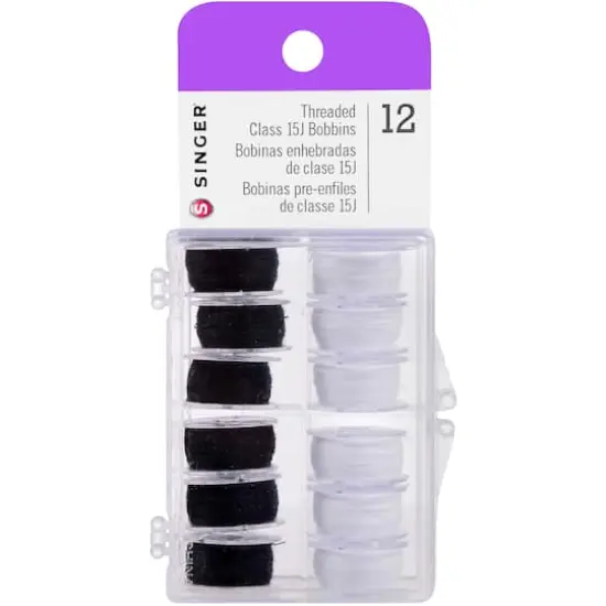 SINGER&reg; Black & White Class 15 Threaded Bobbins, 12ct. {1}