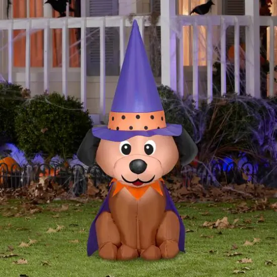 4ft. Airblown&reg; Halloween Inflatable Dog in Witch Hat {3}