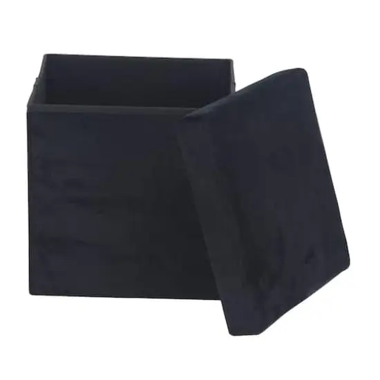 17" Modern Fabric Storage Stool Black {4}