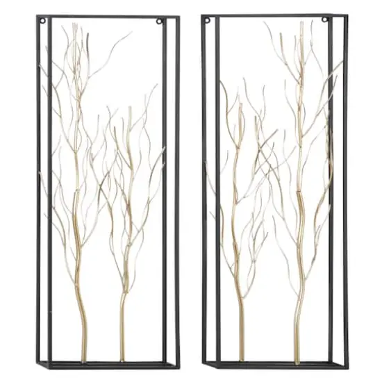 36" Gold Metal Glam Floral Wall D&eacute;cor Set {1}